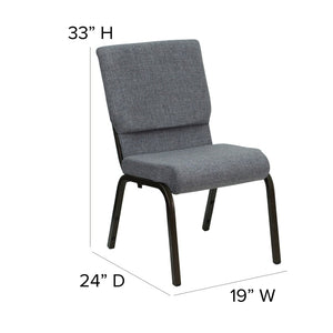 English Elm HERCULES Stacking Church Chair - Ergonomic Comfort, Heavy-Duty Frame, Space-Saving Design for Events Gray Fabric/Gold Vein Frame XU-CH-60096-BEIJING-GY-GG
