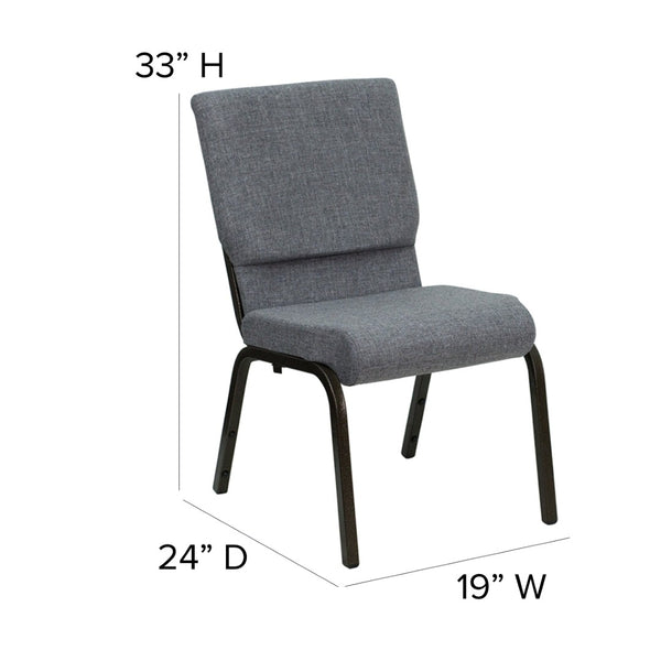 English Elm HERCULES Stacking Church Chair - Ergonomic Comfort, Heavy-Duty Frame, Space-Saving Design for Events Gray Fabric/Gold Vein Frame XU-CH-60096-BEIJING-GY-GG