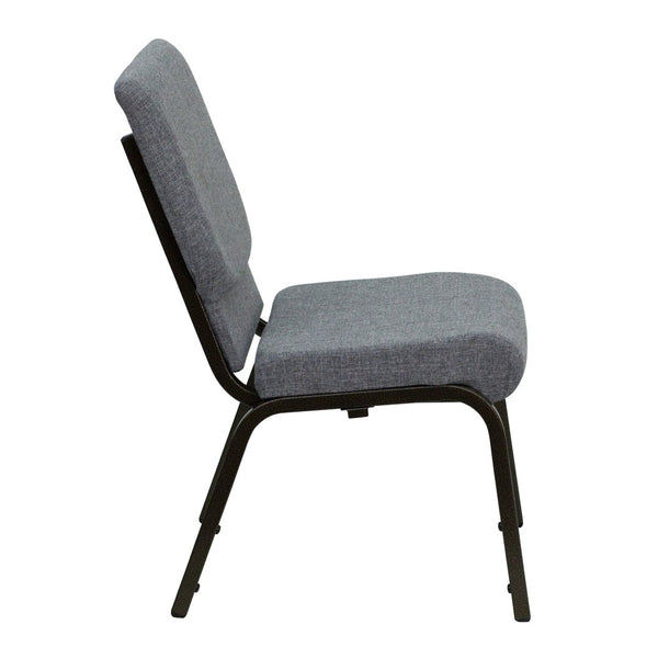 English Elm HERCULES Stacking Church Chair - Ergonomic Comfort, Heavy-Duty Frame, Space-Saving Design for Events Gray Fabric/Gold Vein Frame XU-CH-60096-BEIJING-GY-GG