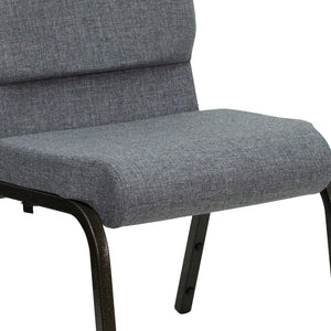English Elm HERCULES Stacking Church Chair - Ergonomic Comfort, Heavy-Duty Frame, Space-Saving Design for Events Gray Fabric/Gold Vein Frame XU-CH-60096-BEIJING-GY-GG