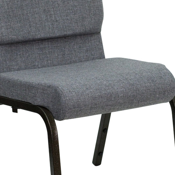 English Elm HERCULES Stacking Church Chair - Ergonomic Comfort, Heavy-Duty Frame, Space-Saving Design for Events Gray Fabric/Gold Vein Frame XU-CH-60096-BEIJING-GY-GG