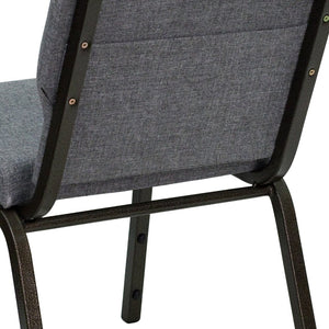 English Elm HERCULES Stacking Church Chair - Ergonomic Comfort, Heavy-Duty Frame, Space-Saving Design for Events Gray Fabric/Gold Vein Frame XU-CH-60096-BEIJING-GY-GG