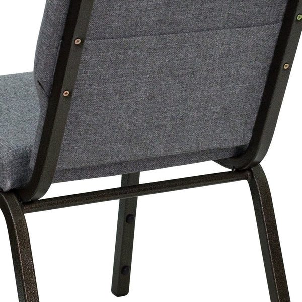 English Elm HERCULES Stacking Church Chair - Ergonomic Comfort, Heavy-Duty Frame, Space-Saving Design for Events Gray Fabric/Gold Vein Frame XU-CH-60096-BEIJING-GY-GG