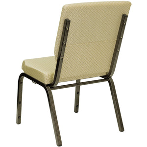 English Elm HERCULES Stacking Church Chair - Ergonomic Comfort, Heavy-Duty Frame, Space-Saving Design for Events Beige Patterned Fabric/Gold Vein Frame XU-CH-60096-BGE-GG