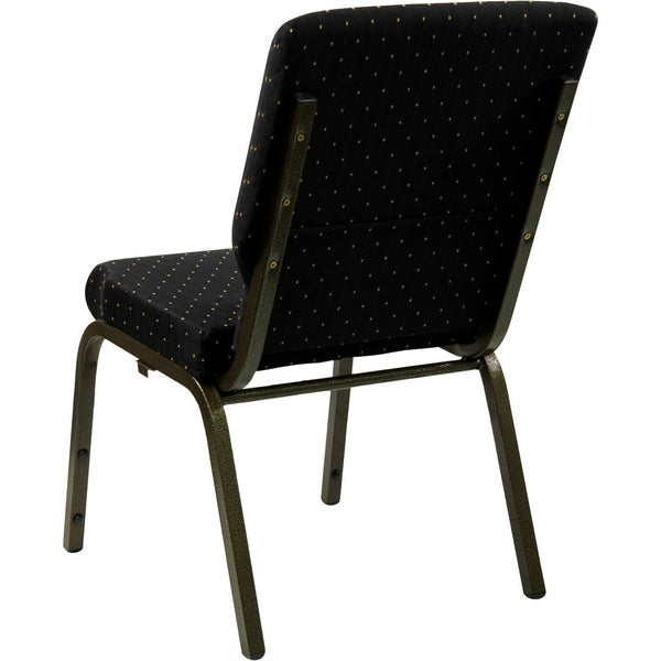 English Elm HERCULES Stacking Church Chair - Ergonomic Comfort, Heavy-Duty Frame, Space-Saving Design for Events Black Dot Patterned Fabric/Gold Vein Frame XU-CH-60096-BK-GG