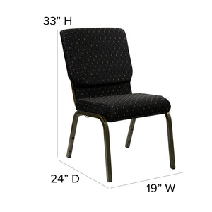 English Elm HERCULES Stacking Church Chair - Ergonomic Comfort, Heavy-Duty Frame, Space-Saving Design for Events Black Dot Patterned Fabric/Gold Vein Frame XU-CH-60096-BK-GG