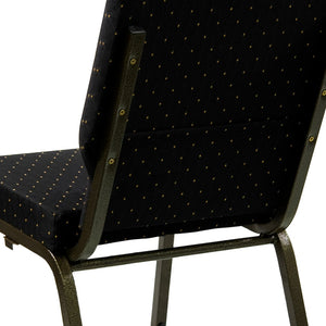 English Elm HERCULES Stacking Church Chair - Ergonomic Comfort, Heavy-Duty Frame, Space-Saving Design for Events Black Dot Patterned Fabric/Gold Vein Frame XU-CH-60096-BK-GG