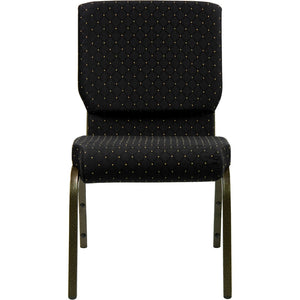 English Elm HERCULES Stacking Church Chair - Ergonomic Comfort, Heavy-Duty Frame, Space-Saving Design for Events Black Dot Patterned Fabric/Gold Vein Frame XU-CH-60096-BK-GG