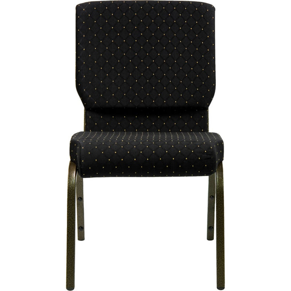 English Elm HERCULES Stacking Church Chair - Ergonomic Comfort, Heavy-Duty Frame, Space-Saving Design for Events Black Dot Patterned Fabric/Gold Vein Frame XU-CH-60096-BK-GG