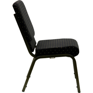 English Elm HERCULES Stacking Church Chair - Ergonomic Comfort, Heavy-Duty Frame, Space-Saving Design for Events Black Dot Patterned Fabric/Gold Vein Frame XU-CH-60096-BK-GG