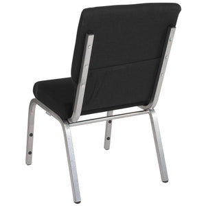 English Elm HERCULES Stacking Church Chair - Ergonomic Comfort, Heavy-Duty Frame, Space-Saving Design for Events Black Fabric/Silver Vein Frame XU-CH-60096-BK-SV-GG
