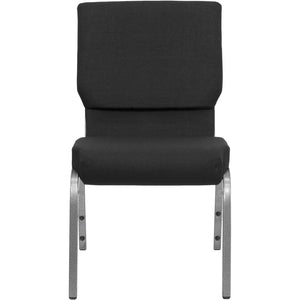 English Elm HERCULES Stacking Church Chair - Ergonomic Comfort, Heavy-Duty Frame, Space-Saving Design for Events Black Fabric/Silver Vein Frame XU-CH-60096-BK-SV-GG