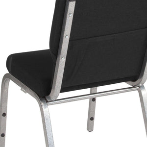 English Elm HERCULES Stacking Church Chair - Ergonomic Comfort, Heavy-Duty Frame, Space-Saving Design for Events Black Fabric/Silver Vein Frame XU-CH-60096-BK-SV-GG