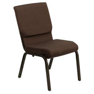 English Elm HERCULES Stacking Church Chair - Ergonomic Comfort, Heavy-Duty Frame, Space-Saving Design for Events Brown Fabric/Gold Vein Frame XU-CH-60096-BN-GG