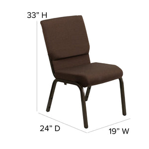 English Elm HERCULES Stacking Church Chair - Ergonomic Comfort, Heavy-Duty Frame, Space-Saving Design for Events Brown Fabric/Gold Vein Frame XU-CH-60096-BN-GG