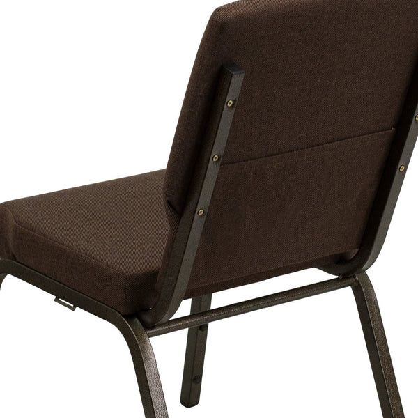 English Elm HERCULES Stacking Church Chair - Ergonomic Comfort, Heavy-Duty Frame, Space-Saving Design for Events Brown Fabric/Gold Vein Frame XU-CH-60096-BN-GG