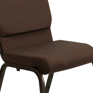 English Elm HERCULES Stacking Church Chair - Ergonomic Comfort, Heavy-Duty Frame, Space-Saving Design for Events Brown Fabric/Gold Vein Frame XU-CH-60096-BN-GG