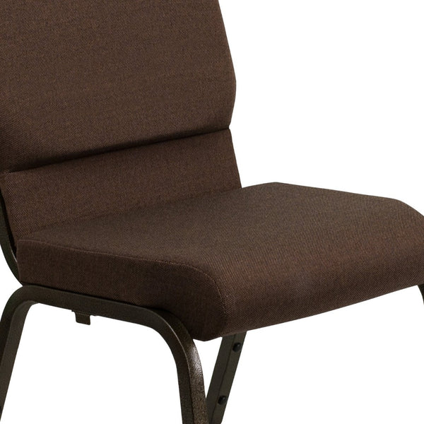 English Elm HERCULES Stacking Church Chair - Ergonomic Comfort, Heavy-Duty Frame, Space-Saving Design for Events Brown Fabric/Gold Vein Frame XU-CH-60096-BN-GG