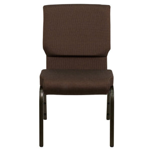English Elm HERCULES Stacking Church Chair - Ergonomic Comfort, Heavy-Duty Frame, Space-Saving Design for Events Brown Fabric/Gold Vein Frame XU-CH-60096-BN-GG