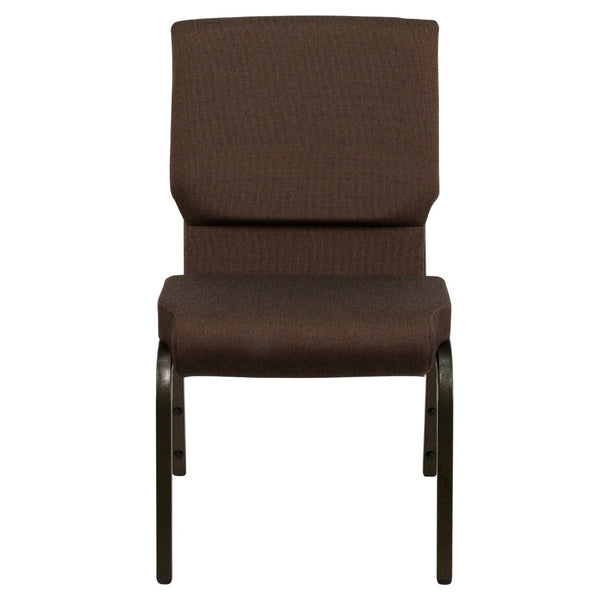 English Elm HERCULES Stacking Church Chair - Ergonomic Comfort, Heavy-Duty Frame, Space-Saving Design for Events Brown Fabric/Gold Vein Frame XU-CH-60096-BN-GG