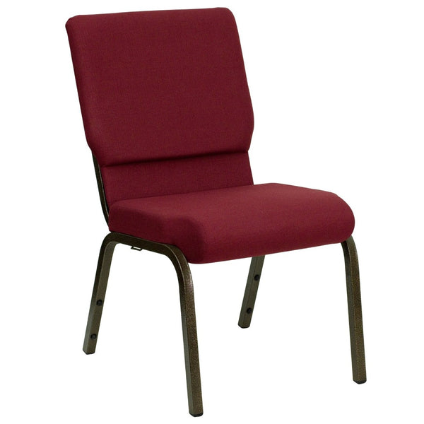 English Elm HERCULES Stacking Church Chair - Ergonomic Comfort, Heavy-Duty Frame, Space-Saving Design for Events Burgundy Fabric/Gold Vein Frame XU-CH-60096-BY-GG