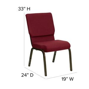 English Elm HERCULES Stacking Church Chair - Ergonomic Comfort, Heavy-Duty Frame, Space-Saving Design for Events Burgundy Fabric/Gold Vein Frame XU-CH-60096-BY-GG