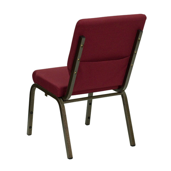 English Elm HERCULES Stacking Church Chair - Ergonomic Comfort, Heavy-Duty Frame, Space-Saving Design for Events Burgundy Fabric/Gold Vein Frame XU-CH-60096-BY-GG