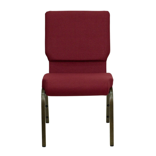 English Elm HERCULES Stacking Church Chair - Ergonomic Comfort, Heavy-Duty Frame, Space-Saving Design for Events Burgundy Fabric/Gold Vein Frame XU-CH-60096-BY-GG