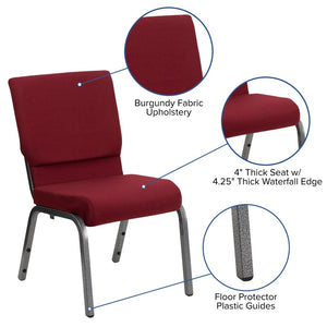English Elm HERCULES Stacking Church Chair - Ergonomic Comfort, Heavy-Duty Frame, Space-Saving Design for Events Burgundy Fabric/Gold Vein Frame XU-CH-60096-BY-GG