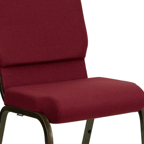 English Elm HERCULES Stacking Church Chair - Ergonomic Comfort, Heavy-Duty Frame, Space-Saving Design for Events Burgundy Fabric/Gold Vein Frame XU-CH-60096-BY-GG