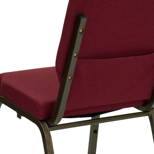 English Elm HERCULES Stacking Church Chair - Ergonomic Comfort, Heavy-Duty Frame, Space-Saving Design for Events Burgundy Fabric/Gold Vein Frame XU-CH-60096-BY-GG