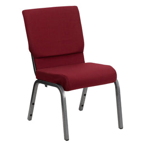 English Elm HERCULES Stacking Church Chair - Ergonomic Comfort, Heavy-Duty Frame, Space-Saving Design for Events Burgundy Fabric/Silver Vein Frame XU-CH-60096-BY-SILV-GG