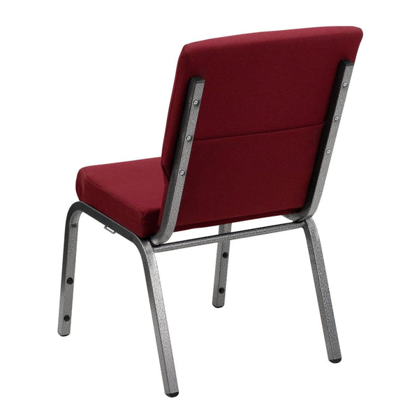 English Elm HERCULES Stacking Church Chair - Ergonomic Comfort, Heavy-Duty Frame, Space-Saving Design for Events Burgundy Fabric/Silver Vein Frame XU-CH-60096-BY-SILV-GG