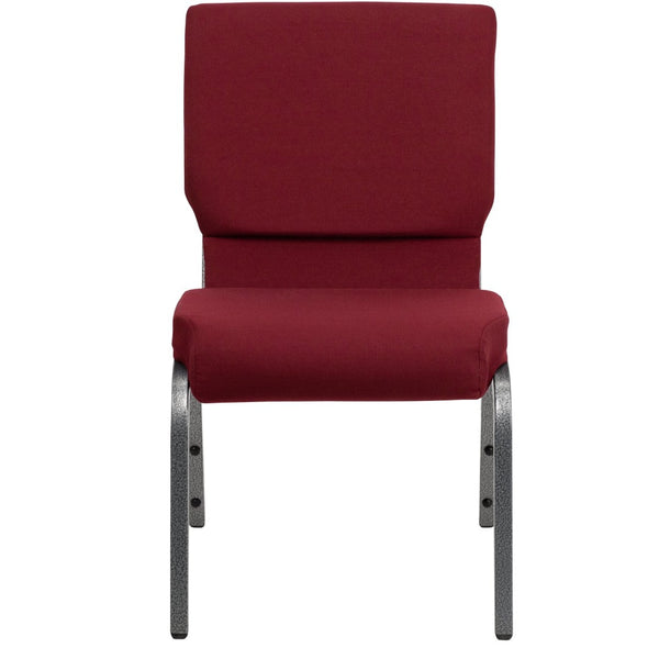 English Elm HERCULES Stacking Church Chair - Ergonomic Comfort, Heavy-Duty Frame, Space-Saving Design for Events Burgundy Fabric/Silver Vein Frame XU-CH-60096-BY-SILV-GG