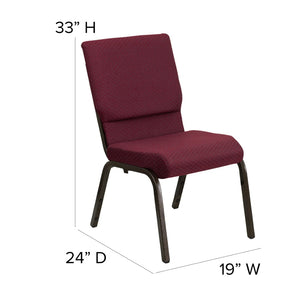 English Elm HERCULES Stacking Church Chair - Ergonomic Comfort, Heavy-Duty Frame, Space-Saving Design for Events Burgundy Patterned Fabric/Gold Vein Frame XU-CH-60096-BYXY56-GG