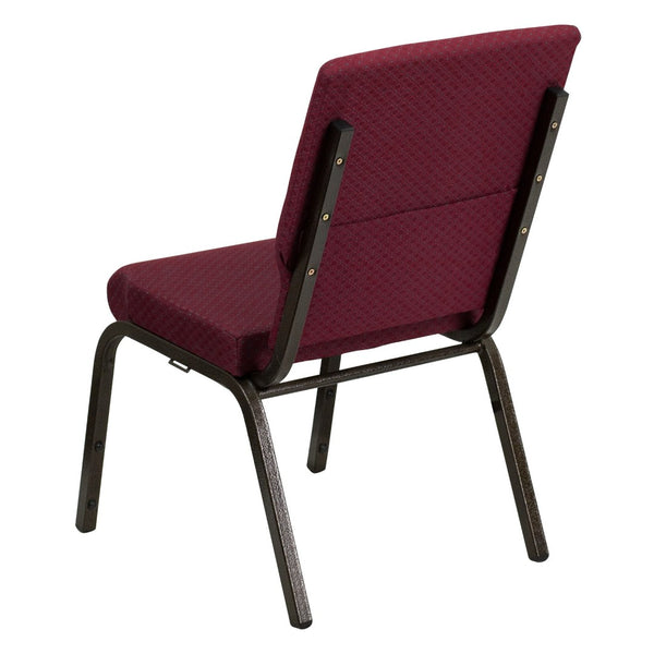 English Elm HERCULES Stacking Church Chair - Ergonomic Comfort, Heavy-Duty Frame, Space-Saving Design for Events Burgundy Patterned Fabric/Gold Vein Frame XU-CH-60096-BYXY56-GG