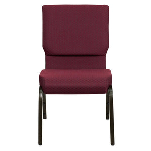 English Elm HERCULES Stacking Church Chair - Ergonomic Comfort, Heavy-Duty Frame, Space-Saving Design for Events Burgundy Patterned Fabric/Gold Vein Frame XU-CH-60096-BYXY56-GG