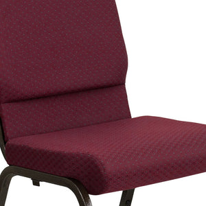 English Elm HERCULES Stacking Church Chair - Ergonomic Comfort, Heavy-Duty Frame, Space-Saving Design for Events Burgundy Patterned Fabric/Gold Vein Frame XU-CH-60096-BYXY56-GG