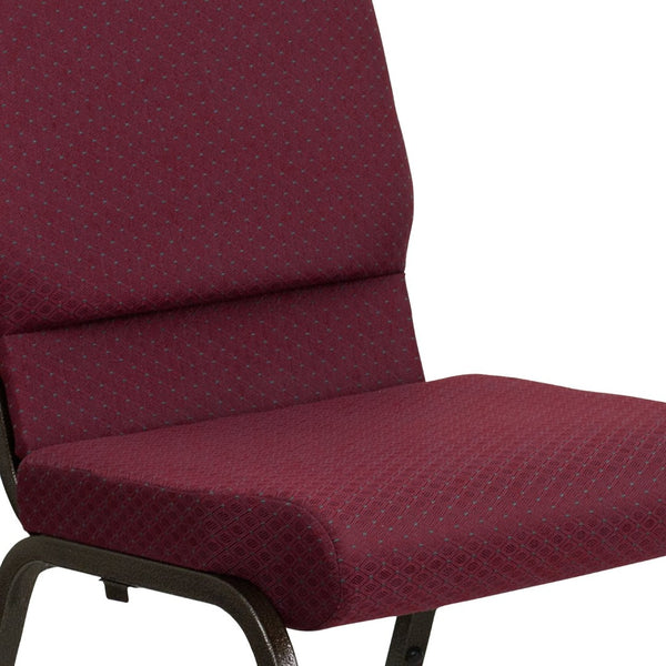 English Elm HERCULES Stacking Church Chair - Ergonomic Comfort, Heavy-Duty Frame, Space-Saving Design for Events Burgundy Patterned Fabric/Gold Vein Frame XU-CH-60096-BYXY56-GG