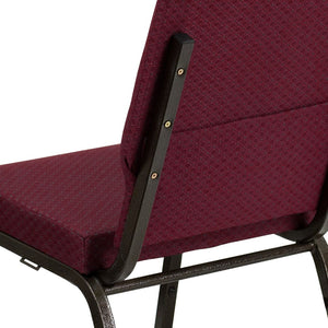 English Elm HERCULES Stacking Church Chair - Ergonomic Comfort, Heavy-Duty Frame, Space-Saving Design for Events Burgundy Patterned Fabric/Gold Vein Frame XU-CH-60096-BYXY56-GG