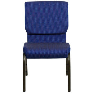 English Elm HERCULES Stacking Church Chair - Ergonomic Comfort, Heavy-Duty Frame, Space-Saving Design for Events Navy Blue Patterned Fabric/Gold Vein Frame XU-CH-60096-NVY-DOT-GG