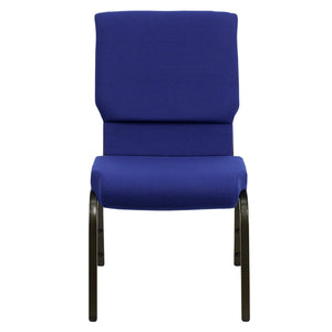 English Elm HERCULES Stacking Church Chair - Ergonomic Comfort, Heavy-Duty Frame, Space-Saving Design for Events Navy Blue Fabric/Gold Vein Frame XU-CH-60096-NVY-GG