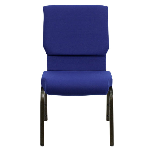 English Elm HERCULES Stacking Church Chair - Ergonomic Comfort, Heavy-Duty Frame, Space-Saving Design for Events Navy Blue Fabric/Gold Vein Frame XU-CH-60096-NVY-GG