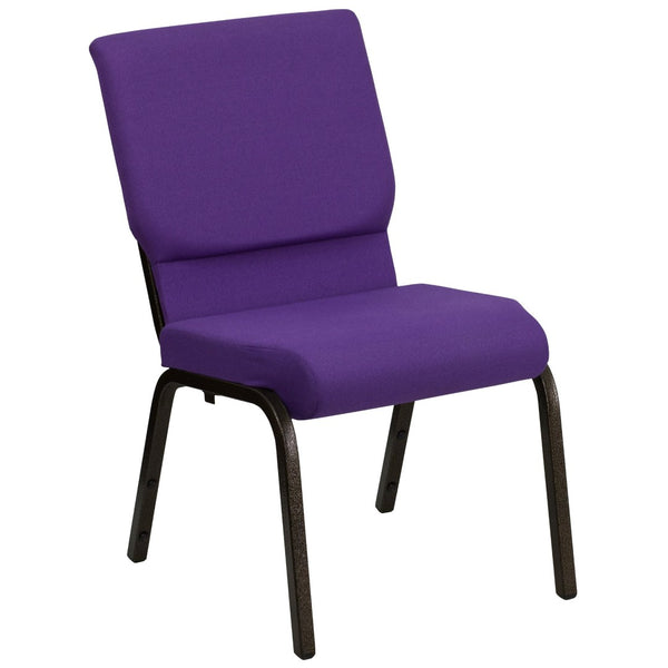 English Elm HERCULES Stacking Church Chair - Ergonomic Comfort, Heavy-Duty Frame, Space-Saving Design for Events Purple Fabric/Gold Vein Frame XU-CH-60096-PU-GG