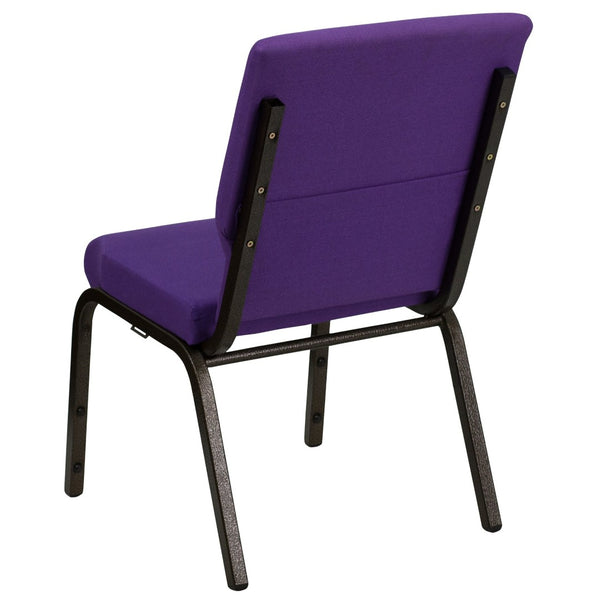 English Elm HERCULES Stacking Church Chair - Ergonomic Comfort, Heavy-Duty Frame, Space-Saving Design for Events Purple Fabric/Gold Vein Frame XU-CH-60096-PU-GG