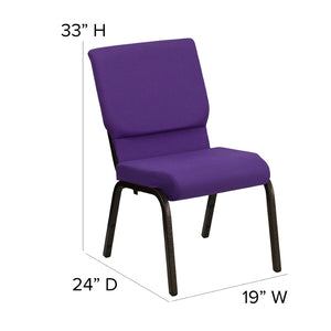 English Elm HERCULES Stacking Church Chair - Ergonomic Comfort, Heavy-Duty Frame, Space-Saving Design for Events Purple Fabric/Gold Vein Frame XU-CH-60096-PU-GG