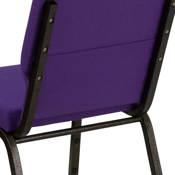 English Elm HERCULES Stacking Church Chair - Ergonomic Comfort, Heavy-Duty Frame, Space-Saving Design for Events Purple Fabric/Gold Vein Frame XU-CH-60096-PU-GG