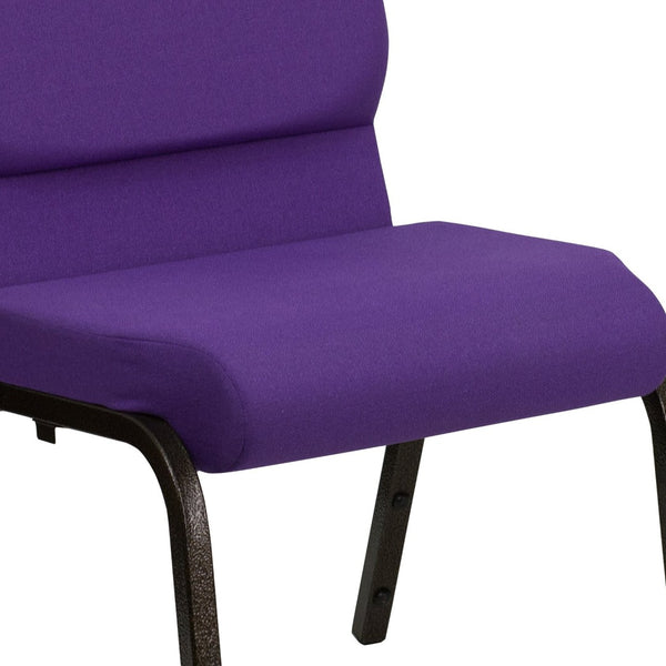 English Elm HERCULES Stacking Church Chair - Ergonomic Comfort, Heavy-Duty Frame, Space-Saving Design for Events Purple Fabric/Gold Vein Frame XU-CH-60096-PU-GG