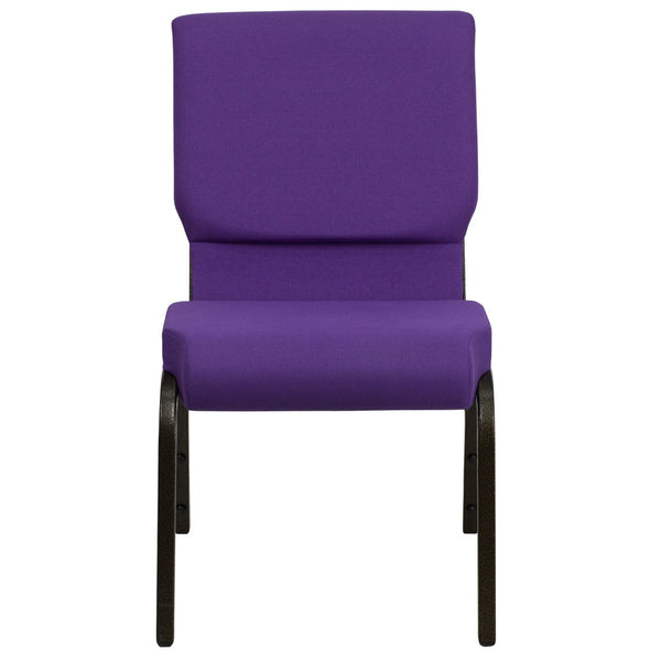 English Elm HERCULES Stacking Church Chair - Ergonomic Comfort, Heavy-Duty Frame, Space-Saving Design for Events Purple Fabric/Gold Vein Frame XU-CH-60096-PU-GG