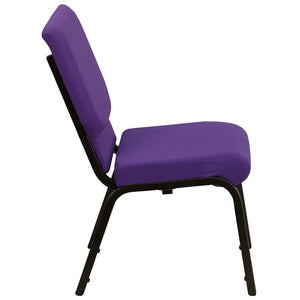 English Elm HERCULES Stacking Church Chair - Ergonomic Comfort, Heavy-Duty Frame, Space-Saving Design for Events Purple Fabric/Gold Vein Frame XU-CH-60096-PU-GG